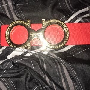 Men’s red & gold ferrigamo belt